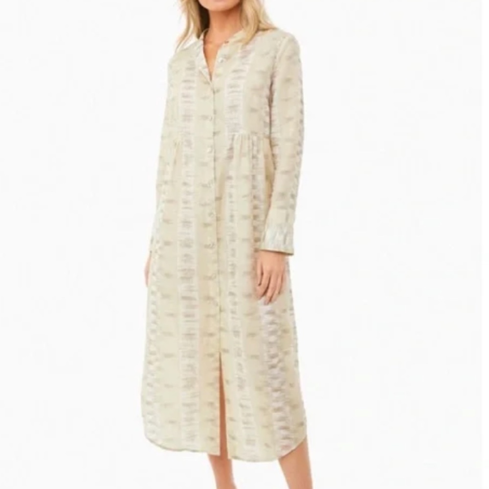 Tuckernuck Cream and Gray Midi Dress